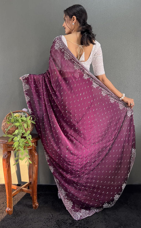 Vasthrlay Designer Georgette Border Traditional