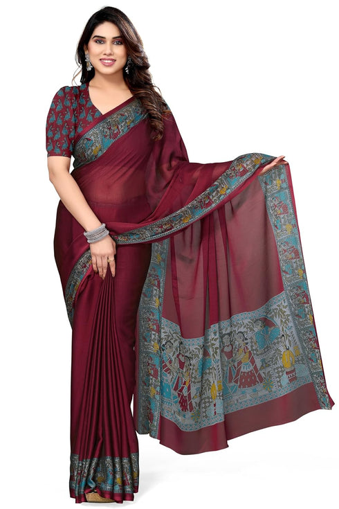 Vasthrlay Fashion Chiffon Georgette Teal Ethnic Wear