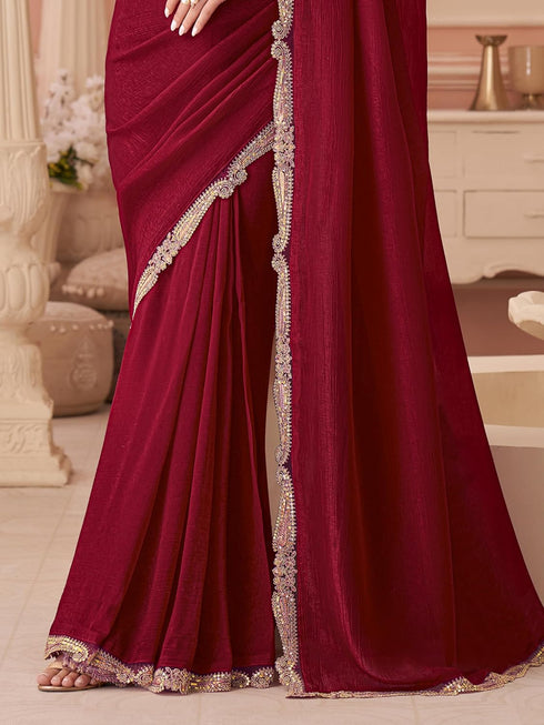 Vasthrlay Embroidery Unstitched Purple Ethnic Wear