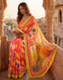 Vasthrlay Womens Printed Pink | Multi Saree With Unstitched Blouse Piece