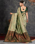 Vasthrlay Banarasi Kanjeevaram Pista Green Saree With Unstitched Blouse Piece