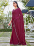 Vasthrlay Georgette Scalloped Rani Pink Saree With Unstitched Blouse Piece