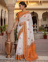 Vasthrlay Womens Printed Unstitched Peach Saree
