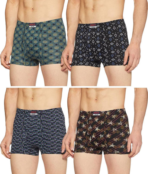 Dixcy Scott Printed Assorted Cotton Men's Trunk/Underwear - Pack of 4 (#Crazy-Trunk-100 CM) (Color & Prints May Vary)