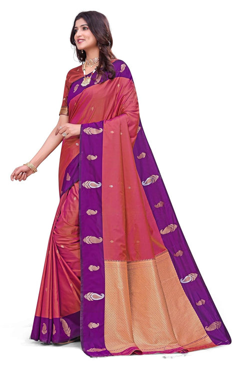 Vasthrlay Banarasi Saree Pure Kanjivaram Silk Pattu Garjari Saree With Blouse Piece