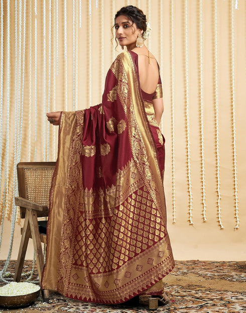 Vasthrlay Womens Banarasi Jacquard Sky Blue Saree