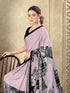Vasthrlay Womens Printed Mauve Saree With Black Unstitched Blouse Piece