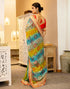 Vasthrlay Bandhani Embroidery Unstitched Teal Saree