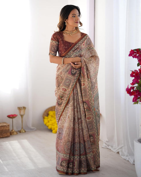 Vasthrlay Handloom Geometric Tassels Saree