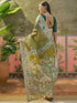 Vasthrlay Shimmer Printed Beige Saree With Unstitched Blouse Piece