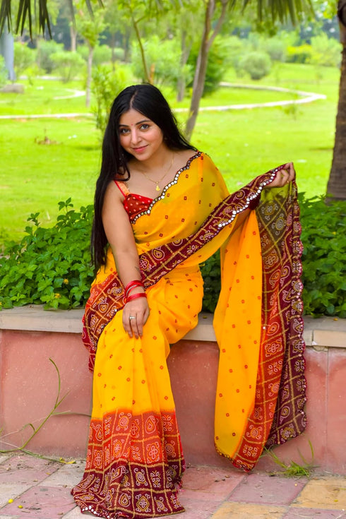 Vasthrlay Fashion Georgette Leheriya Printed Ethnic Wear