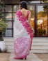 Vasthrlay Womens Printed Unstitched White Saree