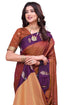 Vasthrlay Banarasi Saree Pure Kanjivaram Silk Pattu Rust Purple Saree With Blouse Piece