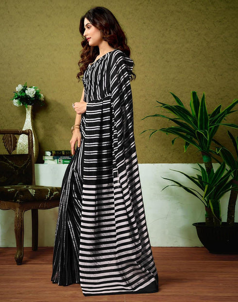 Vasthrlay Chanderi Printed Unstitched Blue Saree