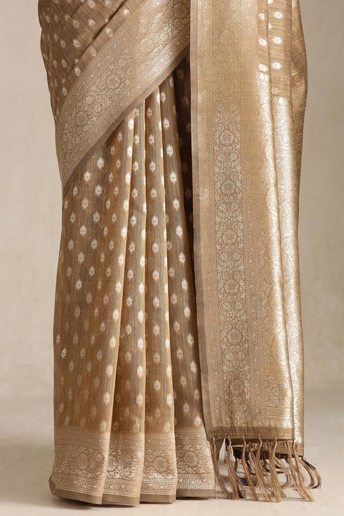 Vasthrlay Beige Tussar Floral