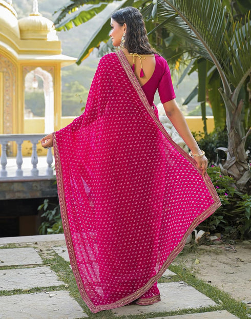 Vasthrlay Georgette Embroidery Unstitched Red Saree