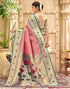 Vasthrlay Paithani Kanjivaram Unstitched Pink Saree
