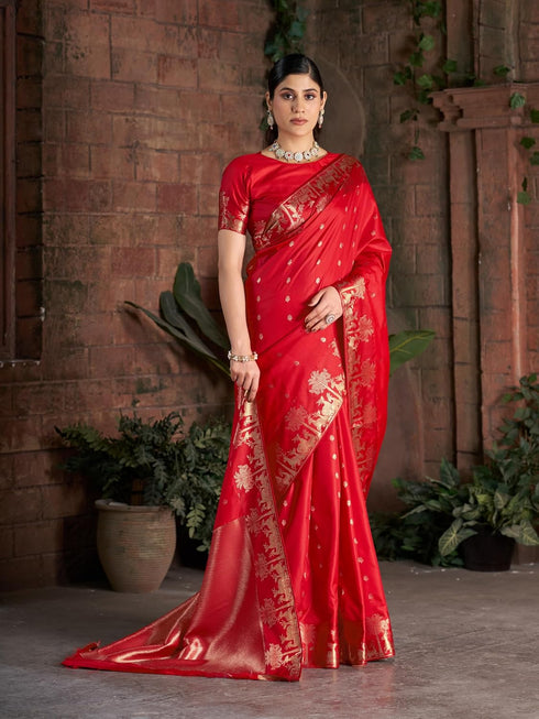 Vasthrlay Women's Kanjivaram Silk Unstitched Saree