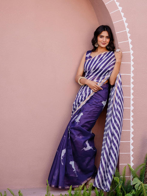 Vasthrlay Womens Printed Unstitched Dusty Pink Saree