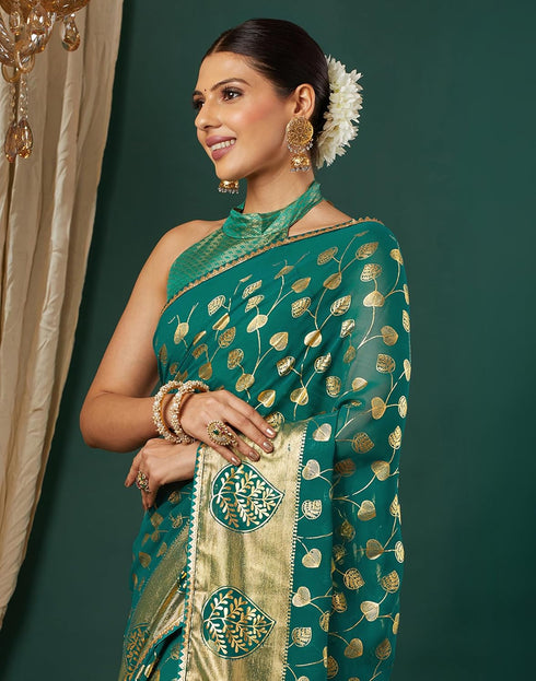 Vasthrlay Georgette Printed Unstitched Maroon Saree