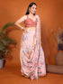 Vasthrlay Pink Womens Linen Ready To Wear Saree