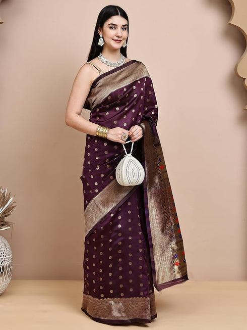 VasthrlayKanjeevaram Silk Paithani Rani Free Ethnic Wear
