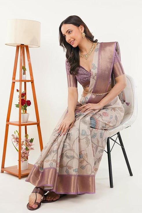 Vasthrlay Multicolor1 Polyester Saree With Unstitched Blouse Piece