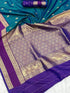 Vasthrlay Kanjivaram Floral Design Contrast Seagreen
