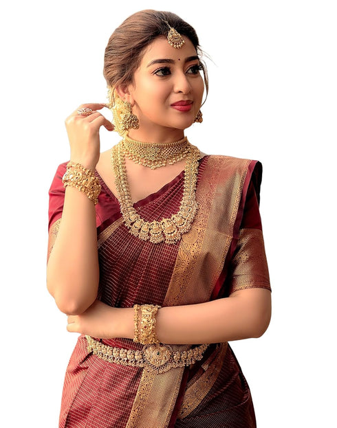 Vasthrlay Banarasi Jacquard Unstitched Beige Saree