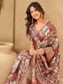 Vasthrlay Printed Jacquard Unstitched Dusty Pink Saree