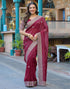 Vasthrlay Embroidery Scalloped Unstitched Maroon Saree