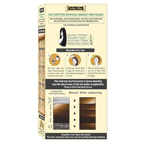 INDUS VALLEY 100% Organic Botanical Hair Colour Light Brown Hair Colour, 120g