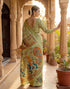 Vasthrlay Womens Printed Unstitched Navy Blue Saree