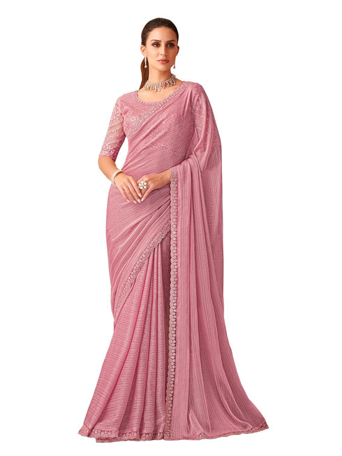 Vasthrlay Embroidery Sequence Unstitched Lightpink Ethnic Wear