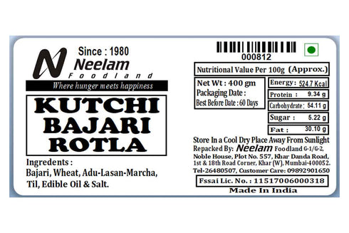 Neelam Foodland Kutchi Bajra Rotla