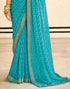Vasthrlay Georgette Leheriya Unstitched Blue Saree