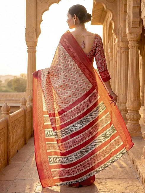 Vasthrlay Banglori Printed Dusty Saree