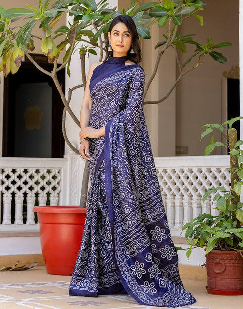 Vasthrlay Bandhani Printed Unstitched Wine Saree