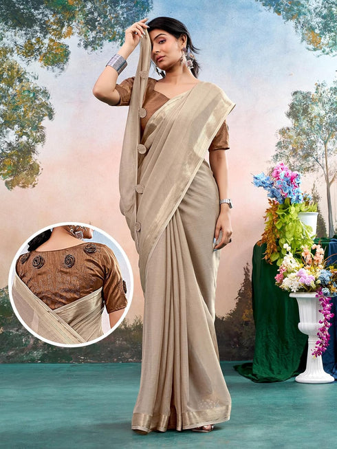 Vasthrlay Chiffon Jacquard Unstitched Black Saree