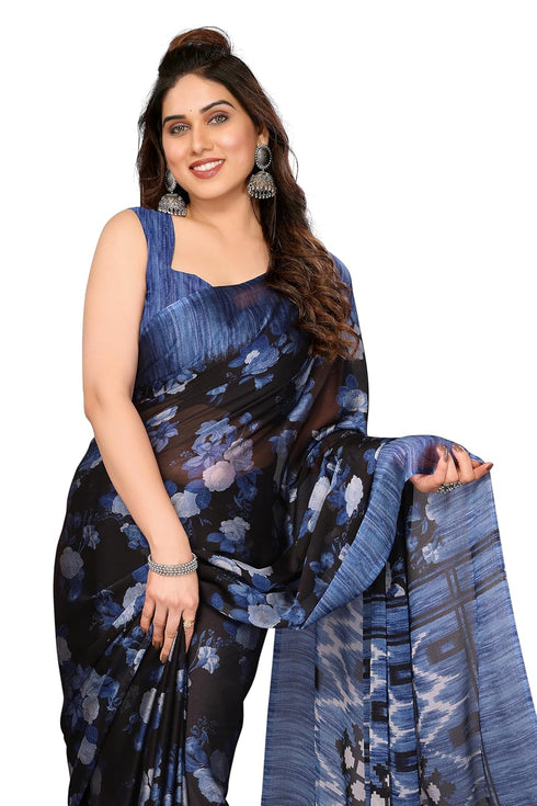 Vasthrlay Fashion Chiffon Turquoise Ethnic Wear