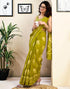 Vasthrlay Womens Printed Unstitched Dark Green Saree