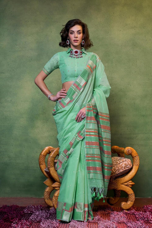 Vasthrlay Kanjivaram Cotton Unstitched Ethnic Wear