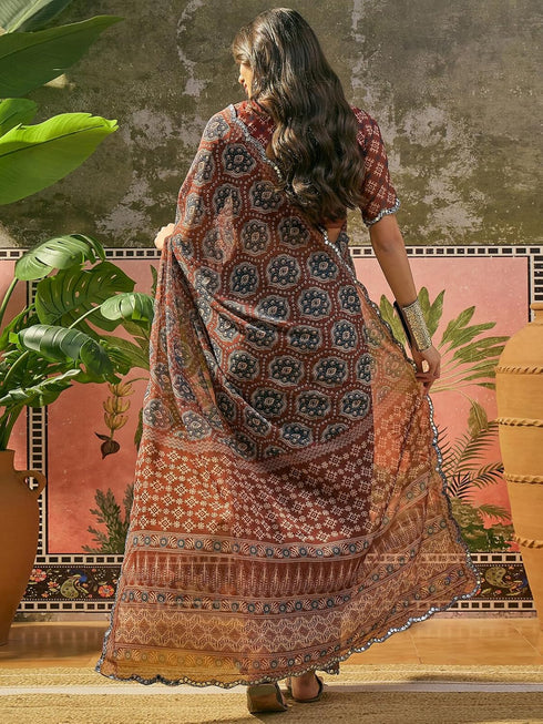 Vasthrlay Georgette Printed Blue Saree