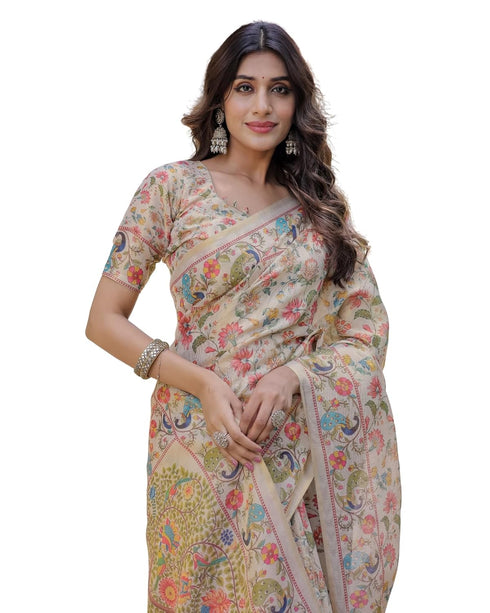 Vasthrlay Handloom Cotton Turquoise Saree