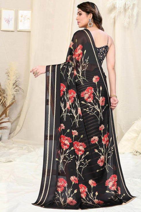 Vasthrlay Fashion Chiffon Printed Grey Ethnic Wear