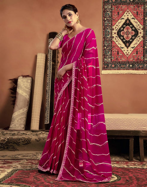 Vasthrlay Georgette Embroidery Unstitched Pink Saree