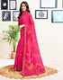 Vasthrlay Chiffon Tassels Unstitched Dark Green Saree