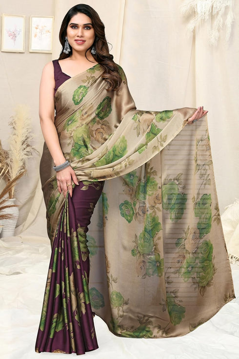 Vasthrlay Fashion Chiffon Printed Grey Ethnic Wear