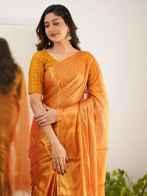 Vasthrlay Handloom Embroidery Unstitched Gold Ethnic Wear