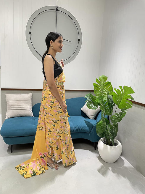 VasthrlayGeorgette Unstitched Srivalli Yellow Free Ethnic Wear